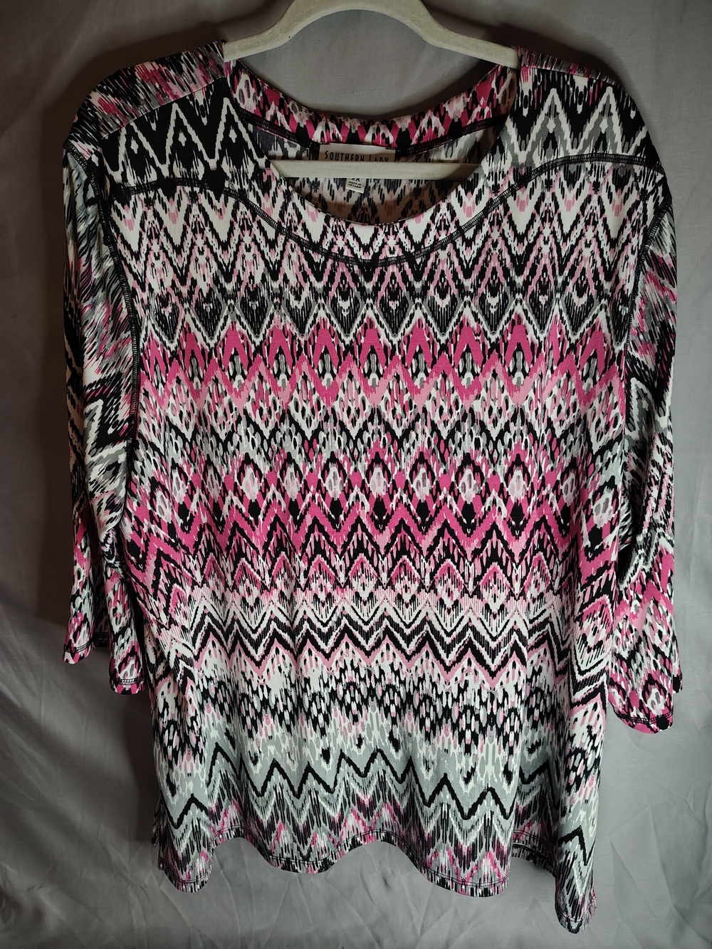 Southern Lady Pink Chevron Print Women’s Top Vintage Style